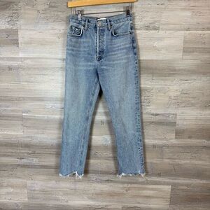 AGOLDE Riley High Rise Straight Crop Button Fly Jeans - Light Wash